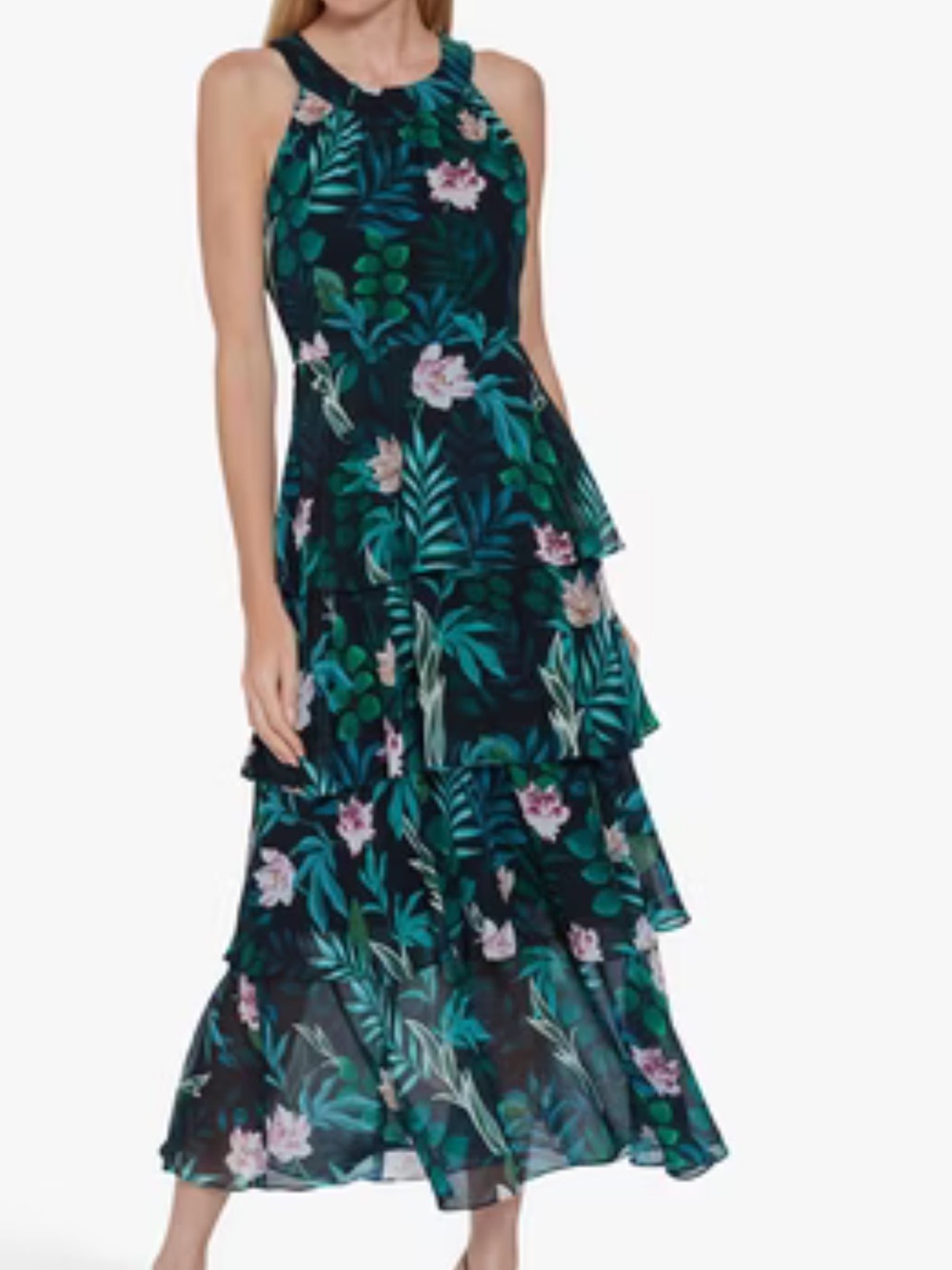 NWT SLNY Floral Tiered Maxi Dress Size 6